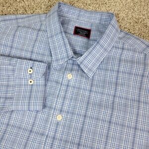 Untuckit Wrinkle Free Mens 3XL Blue White Plaid Button Up Long Sleeve